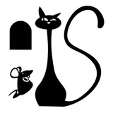 Adesivo Decorativo Pet Gato E Rato Parede Móveis Geladeira