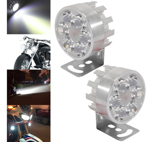 2 Faros Led Redondo 14w Auto Moto 6 Leds Aluminio Ajustable