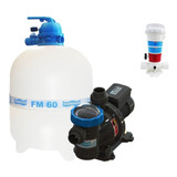 Kit Filtro + Bomba 1,0cv Piscina Fm 60 113m³ + Dosador Cloro