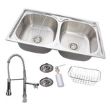 Kit Cuba Dupla Gourmet Cozinha Aço Inox304+torneira Gourmet