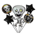 Kit 5p Globos Para Halloween Esqueleto Fiesta Dia De Muertos