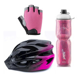 Capacete Ciclismo Garrafa Térmica Luva Mtb Speed Pink