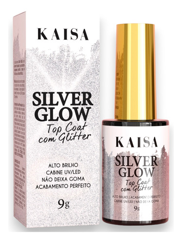 Top Coat Com Glitter Kaisa Silver Glow 9ml - Original