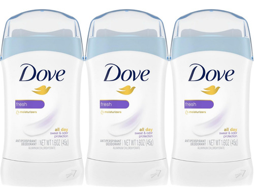 Kit 3 Desodorantes Antitranspirante Stick Dove Fresh 45g