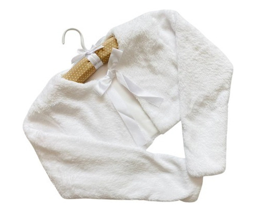 Bolero Casaquinho Infantil Pelúcia Luxo - Branco