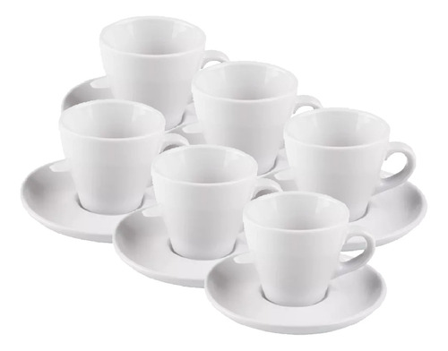 X6 Taza Té C/plato Línea Monza, Porcelana Verbano