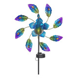 Girador De Viento Con Luz Solar Peacock, Led Colorido Alimen