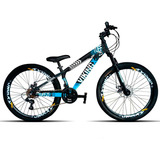 Mountain Bike Vikingx Tuff 25 Aro 26 13.5  21v Freios De Disco Mecânico Câmbios Shimano Cor Preto/azul