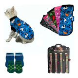 Set Abrigo Poncho Polar Estampado+medias +collar Localizador