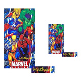 Kit 1 Toalha De Banho + 1 Rosto Herois Marvel Personalizada