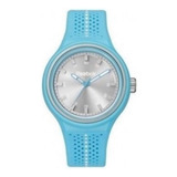 Reloj Mujer Reebok Sumergible Silicona Mesh Woman Malla Celeste Bisel Celeste Fondo Plateado