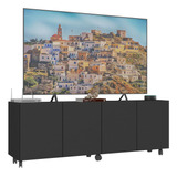 Rack Para Tv Até 50 4 Portas E Rodízios Multimóveis Mp1069 Cor Preto