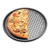 Forma Assadeira Pizza Perfurada Antiaderente 35cm Cinza