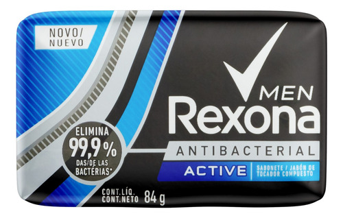 Sabão Em Barra Rexona Antibacterial Active Men De 84 G