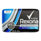 Sabão Em Barra Rexona Antibacterial Active Men De 84 G