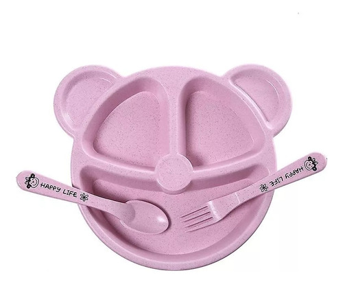 Plato De Bambú Eco Amigable Con Cuchara Silicona Para Bebés 