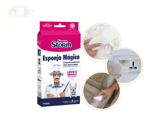 Kit 3 Esponja Mágica Limpa Geral Parede, Couro, Piso, Tênis