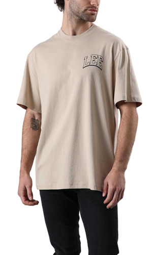 Polera Lee Hombre Varsity Tee Beige