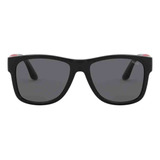 Gafas De Sol Negras Polo Ralph Lauren 0ph4162 50018754 Con Lente Gris Varilla Negra Y Roja, Diseño Liso