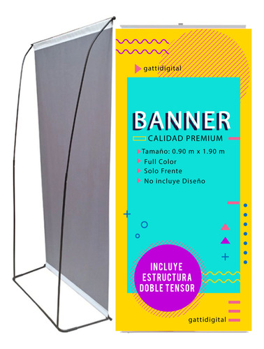Banner Publicitario Con Doble Tensor 0,90x1,90cm
