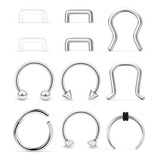 11 Anillos Acero Para Septum 49 Oz Para Mujer Hombre 394 In