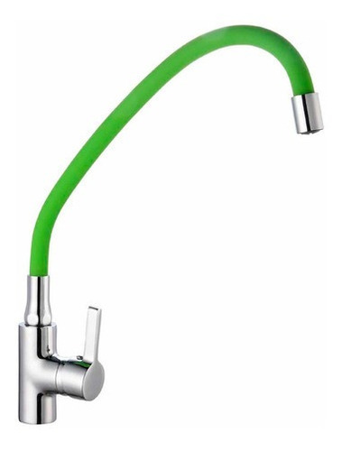 Llave Monomando Taumm Lavaplato Cuello Flexible Verde Acabado Brillante