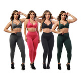 Kit 4 Conjuntos Calça Leg E Top Roupas Femininas De Academia