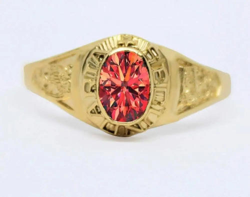 Anillo Graduación Secundaria Piedra Oro Laminado 14k Rojo