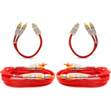 Kit 2 Cabos Y 1f2m Blindado + 2 Rca 1m Metro 5mm Vermelho