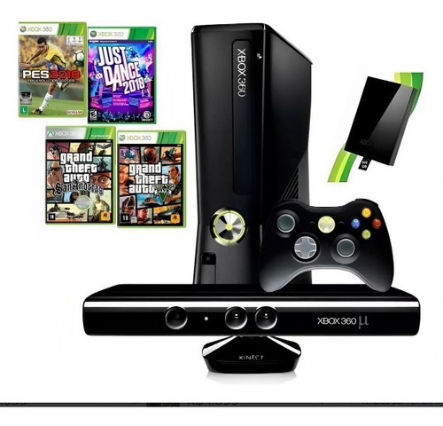 Xbox 360 Original De Fábrica+ Hd 250 G + Kinet + Manet Mais + 1 Jogo Original