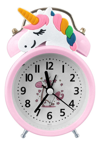 Reloj Despertador Doble Campana Luz Unicornio Kawaii 12021