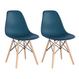 Kit 2 Cadeiras Charles Eames Cozinha Wood Eiffel Dsw Av Cor Da Estrutura Da Cadeira Azul-petróleo