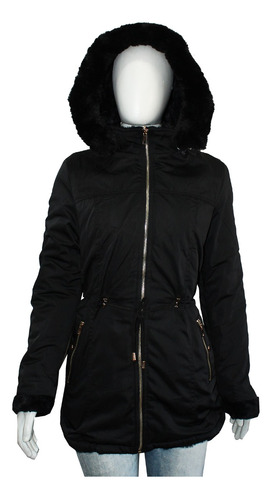 Parka Feminina Forrada Pelinhos Inverno Capuz Quentinha 