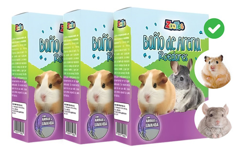 Arena Chinchilla Baño Roedores Jerbos Hamsters Aroma X 3
