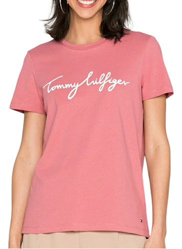 Playera Tommy Hilfiger Para Mujer Mod English Pink B2