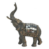 Elefante Parado De Resina Con Incrustaciones De Espejos