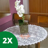 Kit 2 Centro De Mesa  Renda Branco Redondo 70cm De Diâmetro