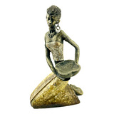 Figura Mujer Africana 20cm Nacar Estatua Deco Moderno Zn