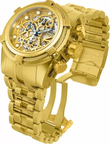 Relógio Zeus Esqueleto Original Banhado A Ouro 18k