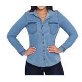 Camisa Jeans Social Blusa Acinturada Barata Juvenil Adulto