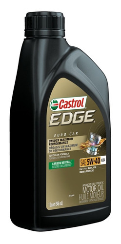 Aceite Sintetico Castrol Edge Euro Car Motor 5w-40 946 Ml