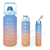 Trio Vaso Bote Agua Motivacional Triple Botella Gym 3 Piezas