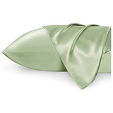 Fundas Para Almohada De Saten Color Verde Claro 50 X 66 Cm