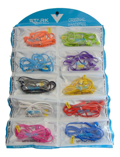 Paquete Con 10 Audifonos Stark Mp3 Series Colores Mayoreo