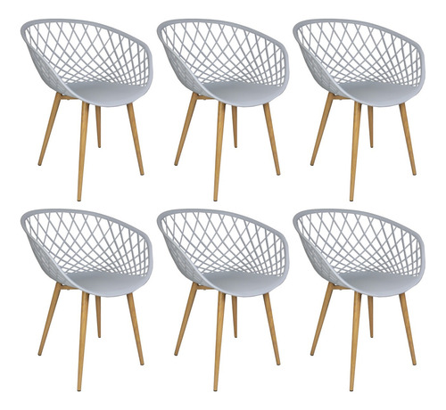 Kit 8 Cadeiras Clarice Web Sidera Encosto Design Vazado 
