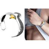 Pulsera De Plata 925 De Águila Estilo Punk Para Hombre