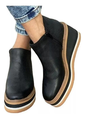 Zapatos Cuero Con Plataforma, Cremallera 2023