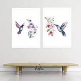 Set De 2 Cuadros Para Decorar - Colibríes  - 30x45 Cm