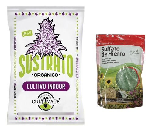 Sustrato Cultivate Indoor 80lts Sulfato De Hierro Lj 500gr