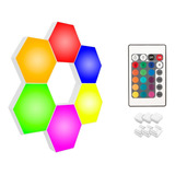 Luz Led Modular Rgb Hexagonal Touch + Control Pared Techo Color Blanco Libercam Rgb-3